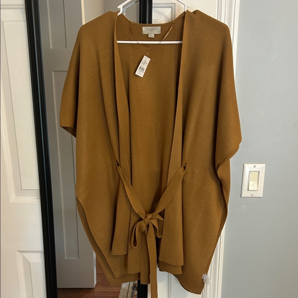 LOFT Camel Knit Wrap with Belt